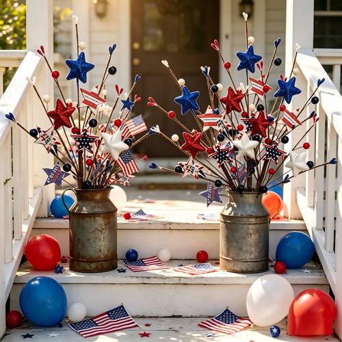 3pcs pentagram berry floral picks american artificial decorative stems home scene holiday decor