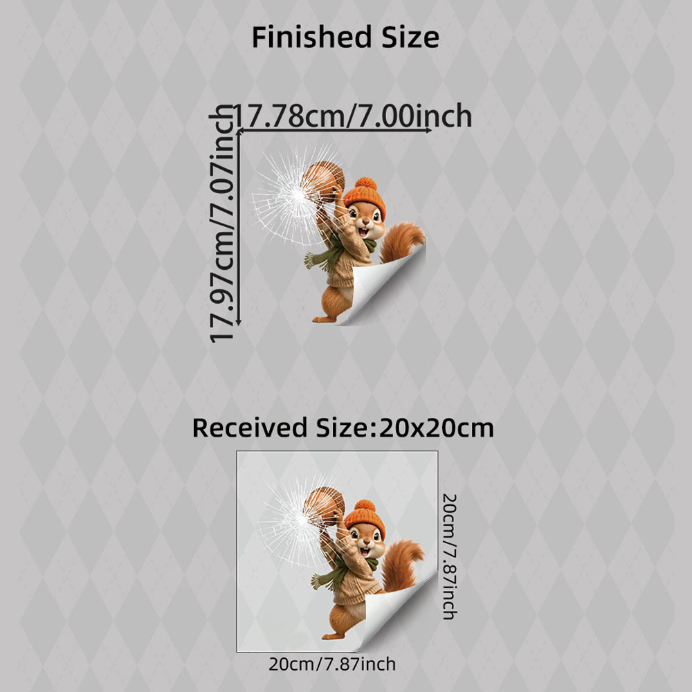 TEMU 1pc Funny Squirrel Pretending To Break Glass Static Window Cling, Glue Free Removable No Residue, Knit Hat Scarf Squirrel Glass Window Decal,
