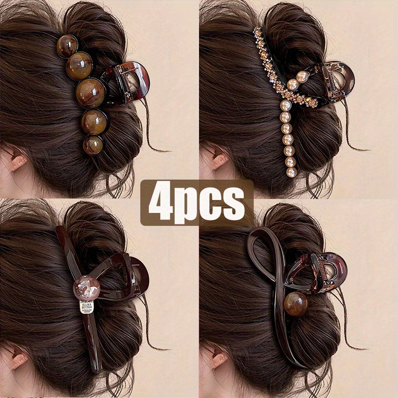 E-shop 4 Stk. große Haarklammern im Vintage-Stil, elegantes Vintage-Design für Damen, hält Pferdeschwänze, Dutts Hochsteckfrisuren sicher,