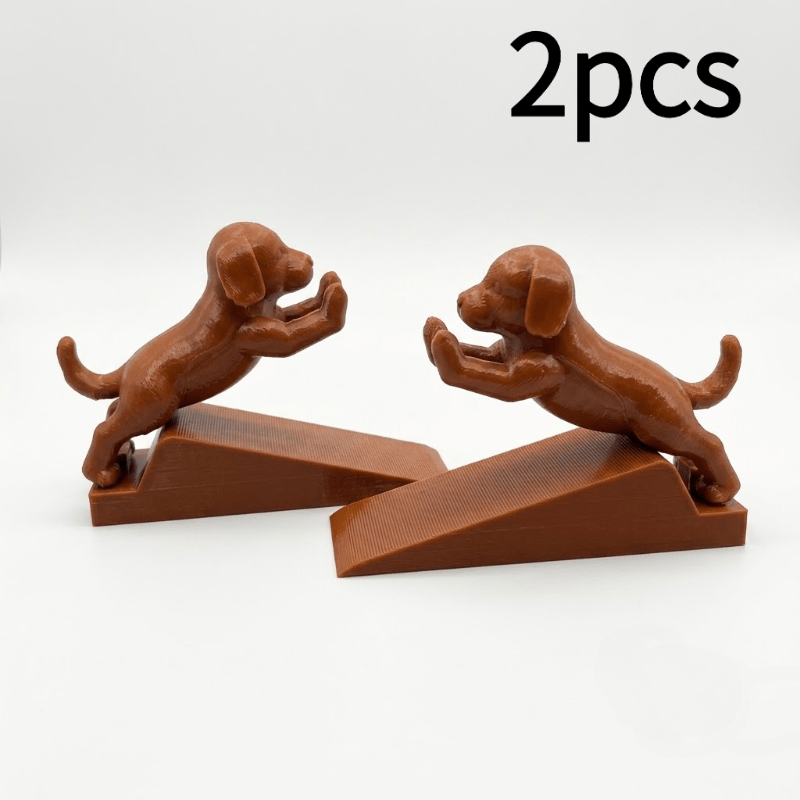 TEMU 2pcs Set Of Cute Puppy Door Stops, Multi-angle Adjustable, Non-slip Slope Stable , Durable Plastic Material, Door Bottom Safety Anti-collision