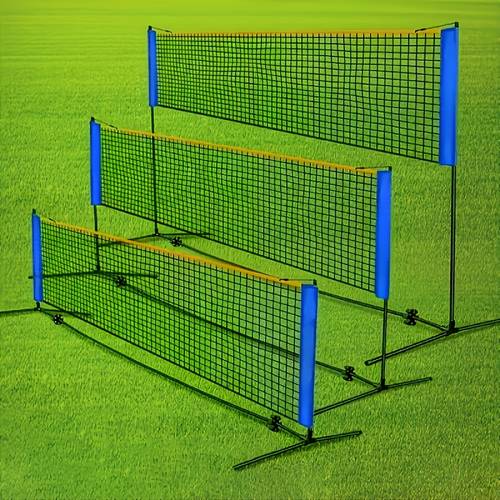 1pc portable sports training net extra large widened and lengthened design multi functional universal ball net suitable for badminton tennis and soccer daily training easy to fold portable sports net stand not included for indoor