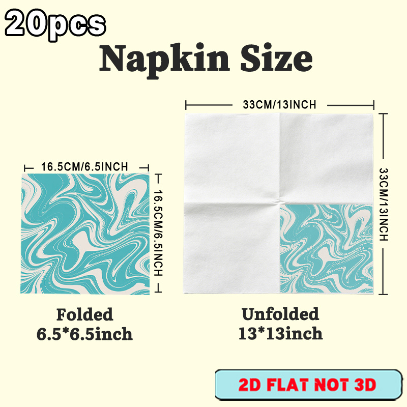 TEMU 20pcs Turquoise Swirl Pattern Napkins - Elegant Suitable For Party, Restaurant, Kitchen, Wedding & Paper Napkins With Turquoise , 2-ply Sheets