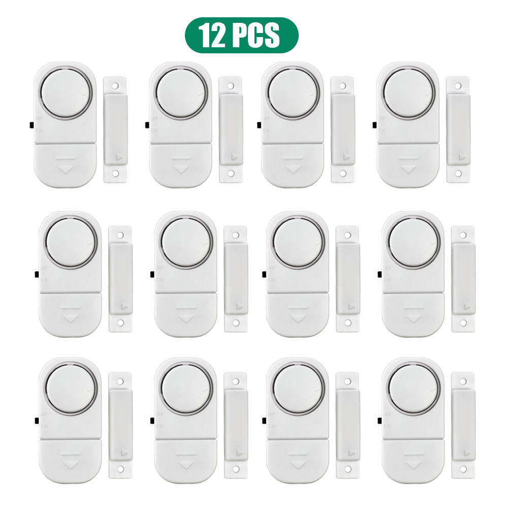 Magnetic Sensor Door Alarm, 12-pack Wireless Window Alarm With Loud 90db Siren, Burglar Alert For Home Security