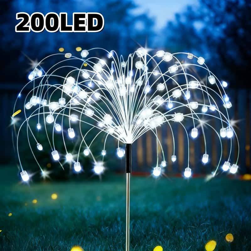 60/200/300/420 Led Solar Firework Lights Smart Lights With Smart Light Sensor Ideal For Gardens, Courtyards, Walkways, Parties, 11 Light Wedding Decorations, And Photography Backdrops - White/colorful