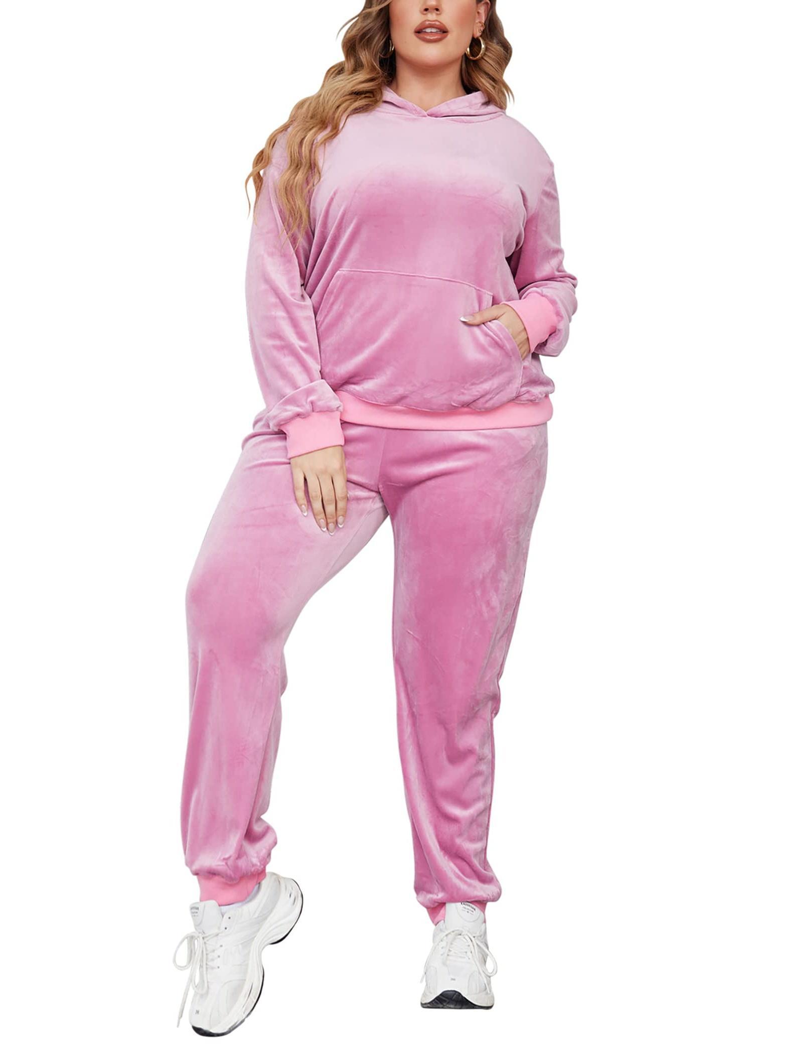 plus size jogging suit for woman 2pcs sweatsuit set long sleeve