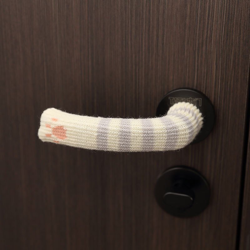 TEMU Diferentes diseños de adorables protectores de patas de silla con forma de pata de gato, cubiertas de manija de puerta de lana tejida para