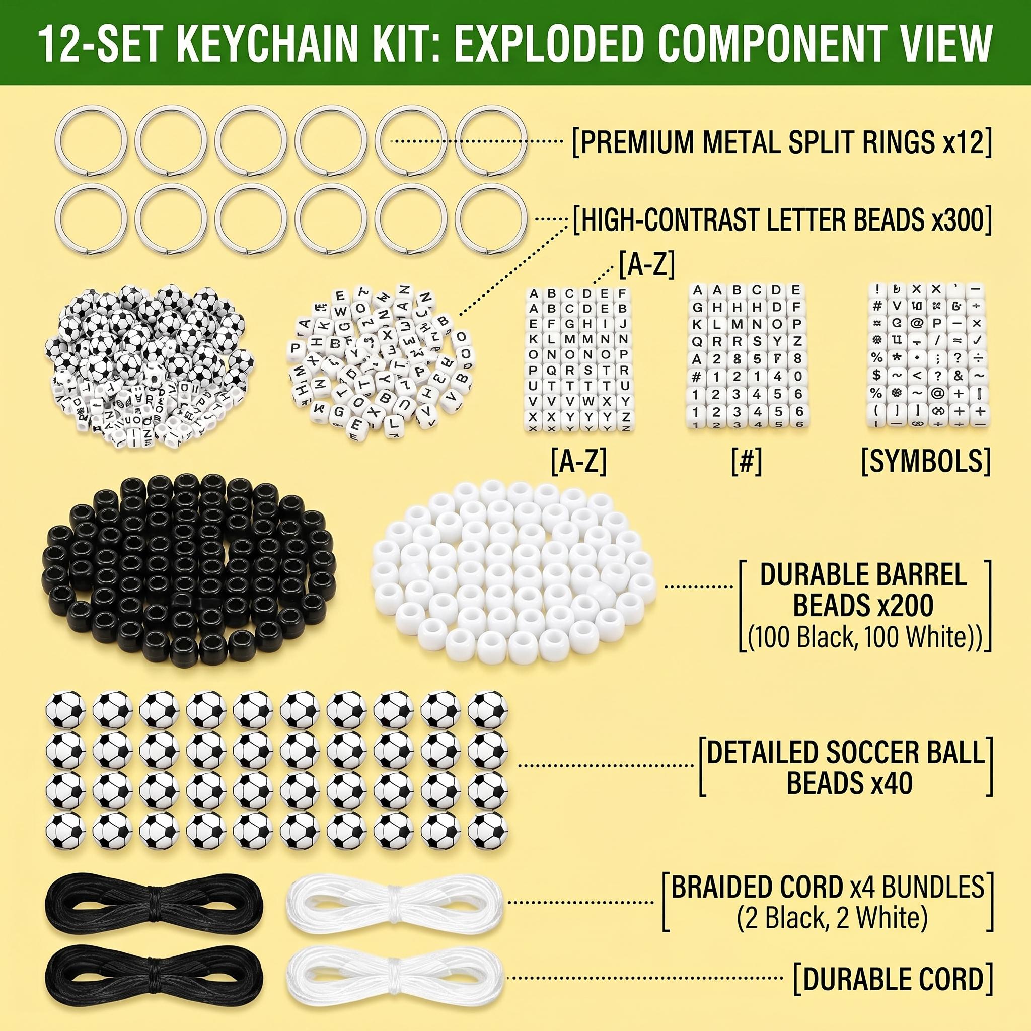 TEMU Kit cadeau de fête sur le thème du football 557 pièces pour elle/lui - Kit de bricolage porte-clés de football, idéal pour les fêtes, les