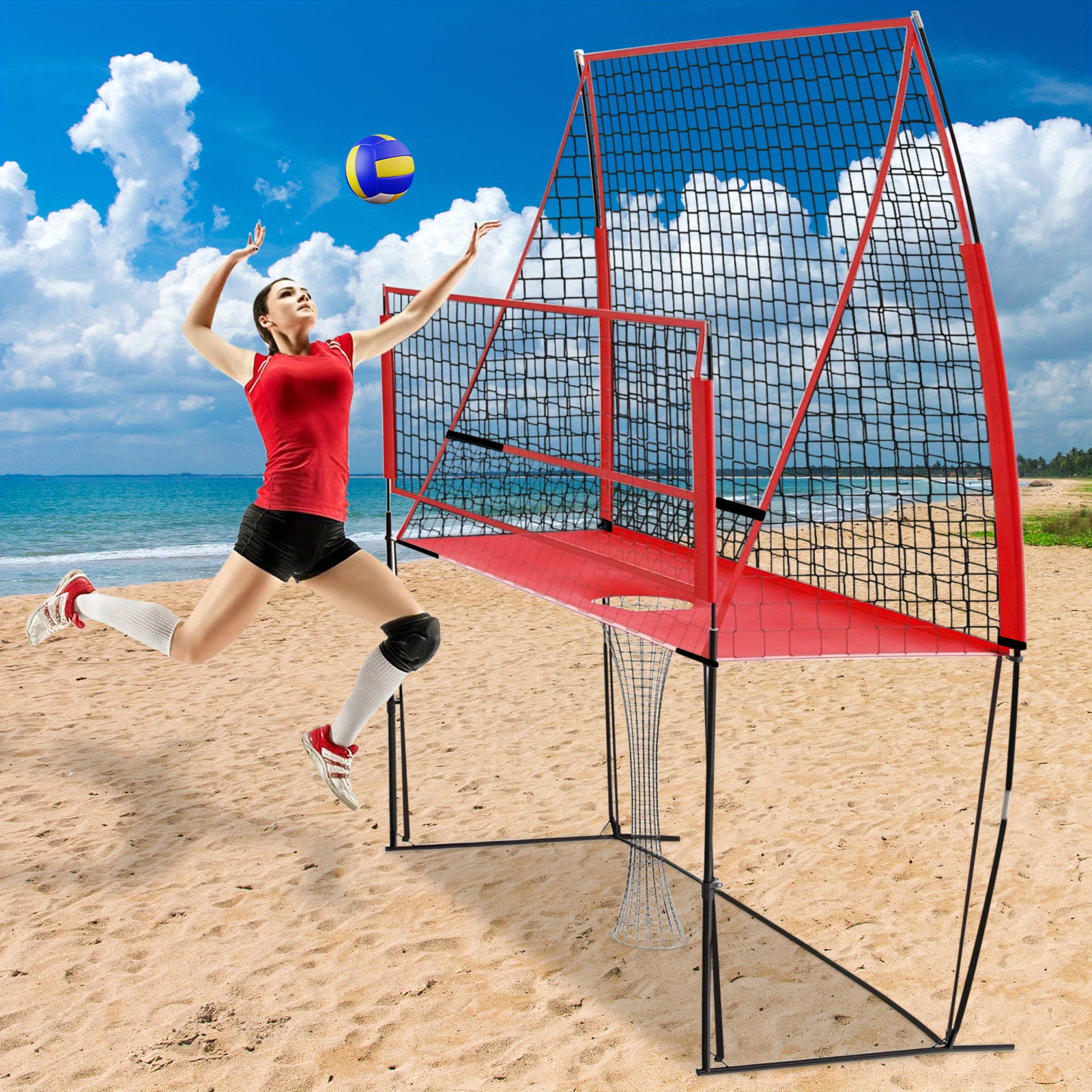 Rete Da Pallavolo Portatile 4,7m Con Pallone Che Si Illumina Al Buio - Altezza Regolabile 87-248 Cm, Per Esterno, Giardino, Spiaggia, Con Borsa