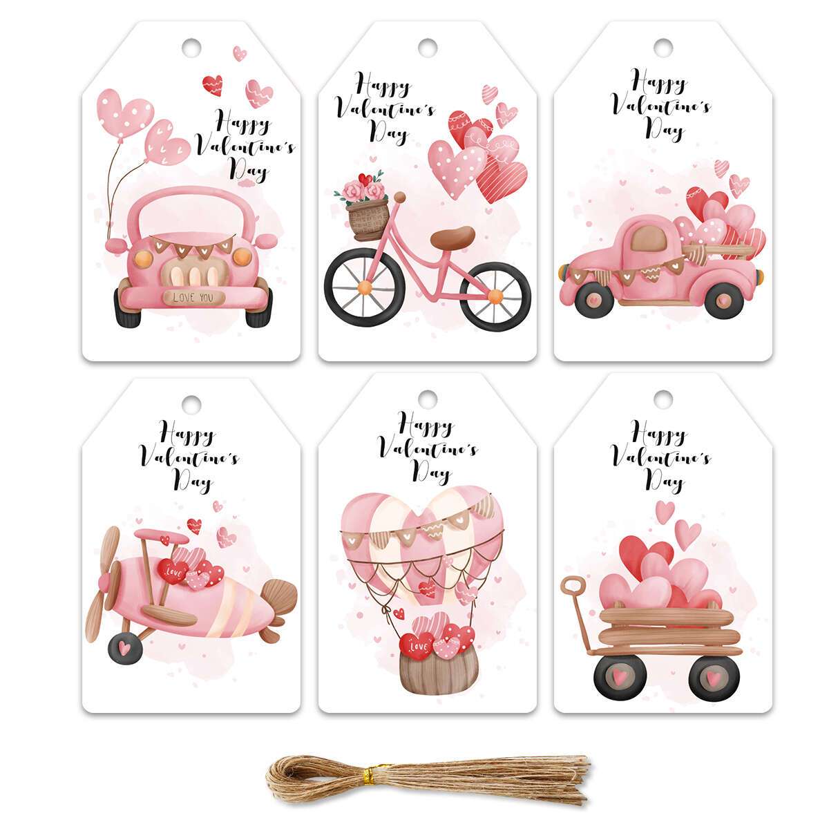 

48pcs Valentine's Day & Anniversary Paper Tags - Modern Hanging Labels For Party Decor, Gift Wrapping & Wedding Favors