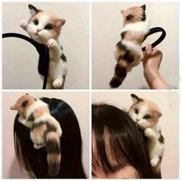 cute cat shaped hair clips adorable animal hair accessories for halloween christmas durable fabric   hair bands with   design no power needed   costume parties themed events cat accessories costume party accessories whimsical hairpiece soft texture accessory Product details 5
