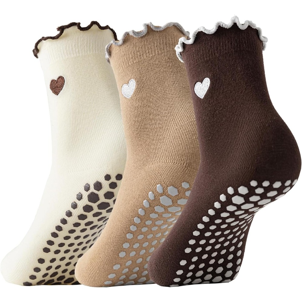 TEMU 3 Pairs Women's Anti-slip Pilates Yoga Socks - Soft Breathable Lace-up Ankle Support With Arch & Cushioned , - For Pilates, Pilates Accessory,