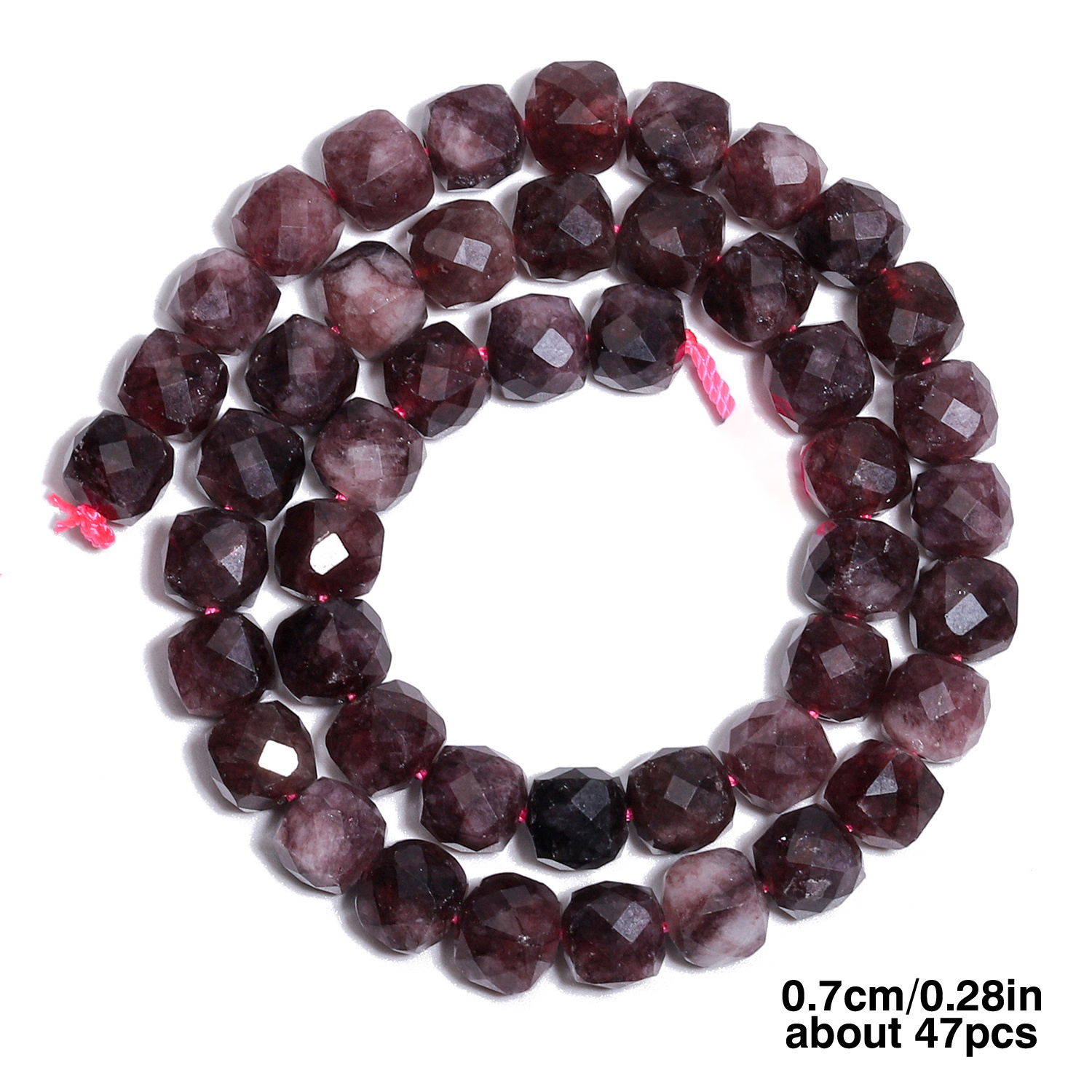 TEMU Natural Stone Dark Red Garnet Beads In 7mm Square Cube Shape, Perfect For Your Own Jewelry, Including Bracelets, Necklaces, Stylish Charms, And