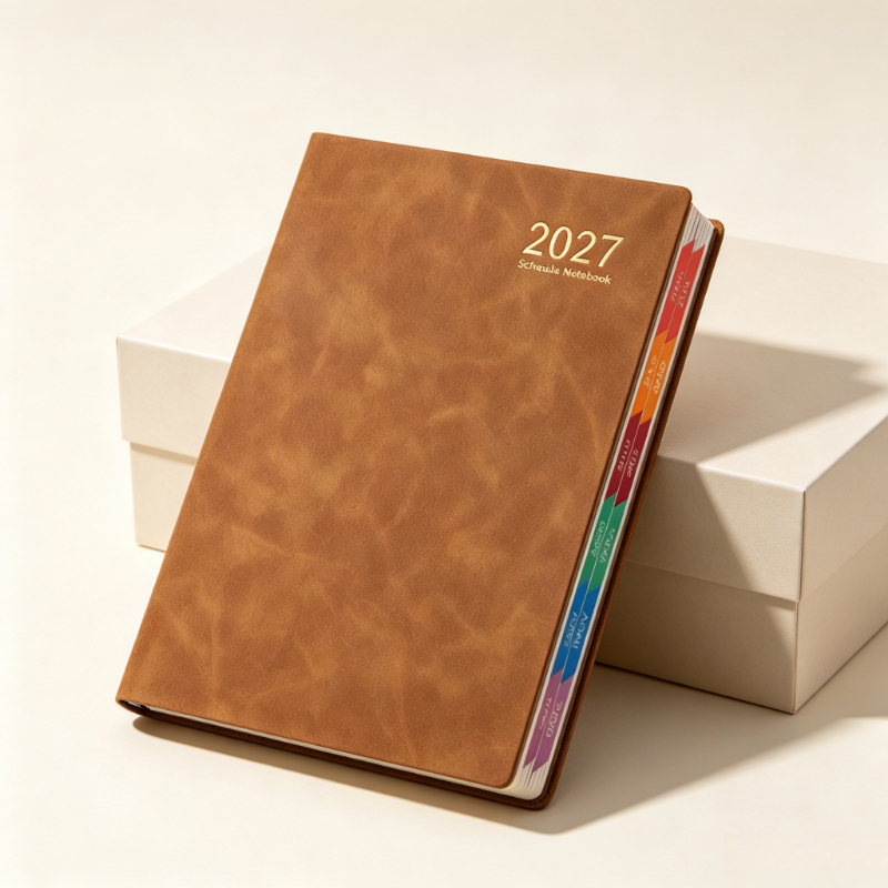 TEMU 2027 Brown Pu Leather Hardcover A5 Daily Planner Book Suitable For , School, Home Use - Undated Calendar With Color Index Tabs, Goal Setting