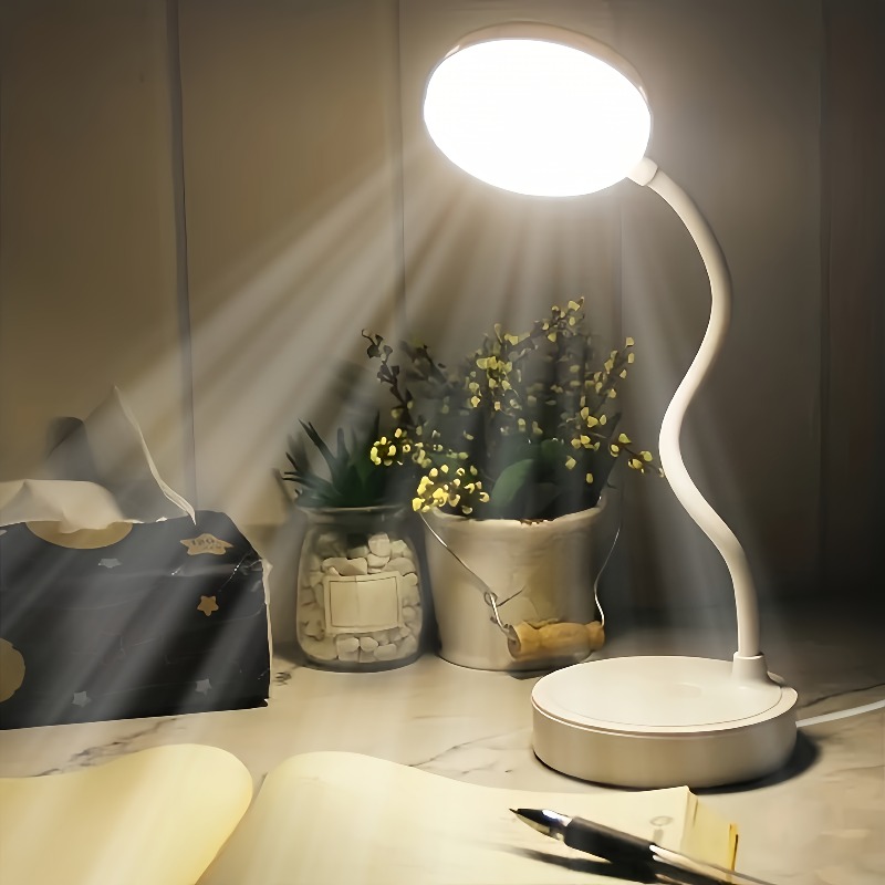 Image of Led Rechargeable Desk Lamp With Adjustable Flexible Neck, 3 Lighting Colors And Dimmable Brightness, Built-in Battery, Portable Eye- Light For Bedroom, Living Room And Office - Holiday Gift