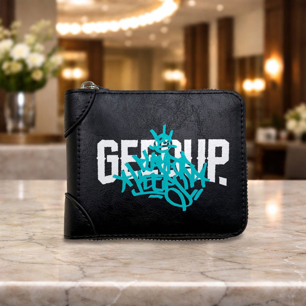 TEMU 1pc Graffiti Men' Purse, Men's Fashion Vintage Zipper Wallet - Id And Credit Card Holder - Travel Coin Purse - Ideal Gift For Men - Cute Wallet