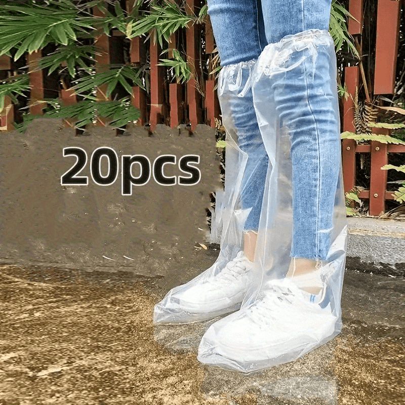20 Disposable Shoe Covers That Are Waterproof And Slip-Resistant  Extra-Large Transparent Plastic Protectors, Suitable for Outdoor Work,  Travel, And