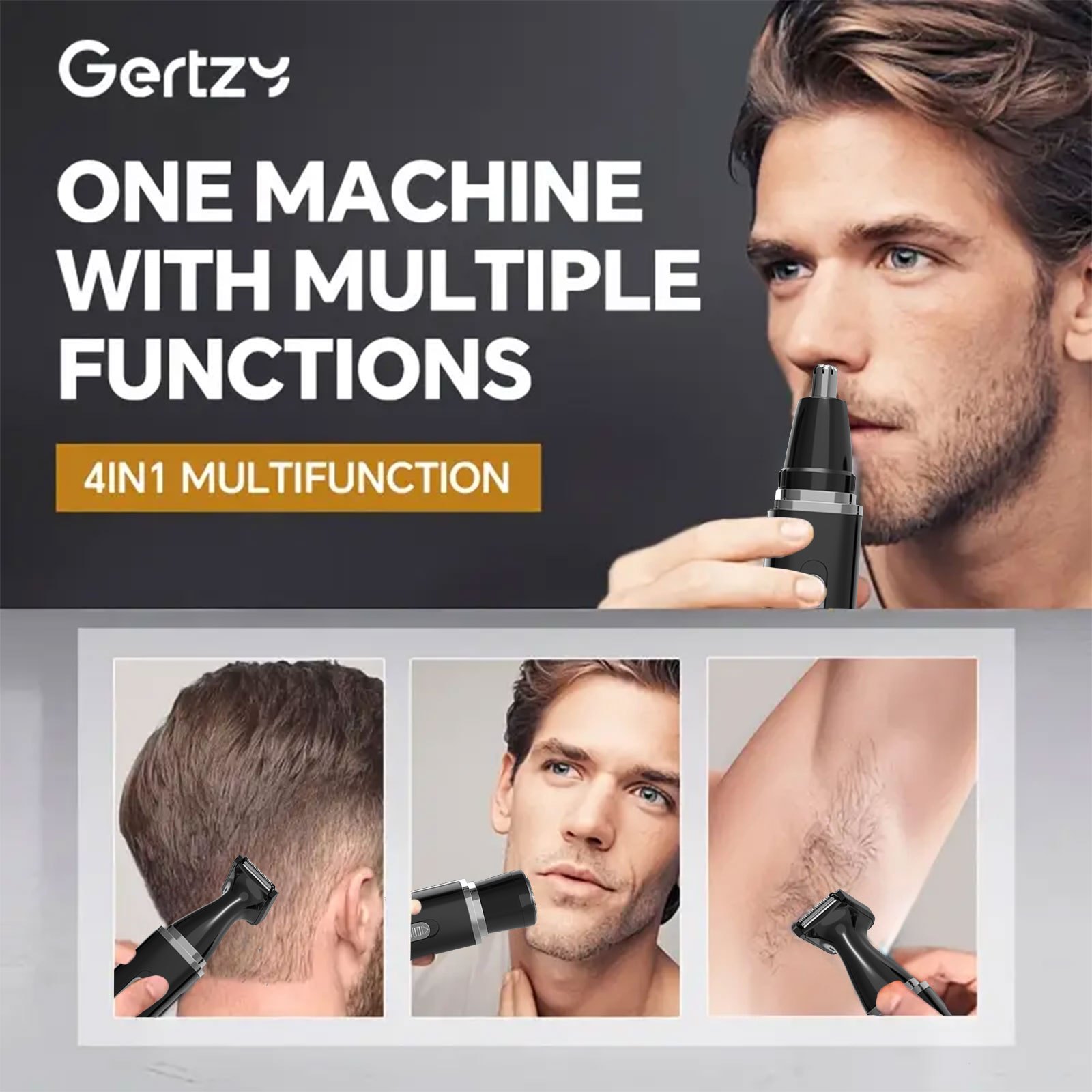 nose and ear hair trimmer for men 4 in 1 rechargeable trimmer for nose ear and eyebrow hair removal no pulling no snagging easy to clean gift for men Product details 0