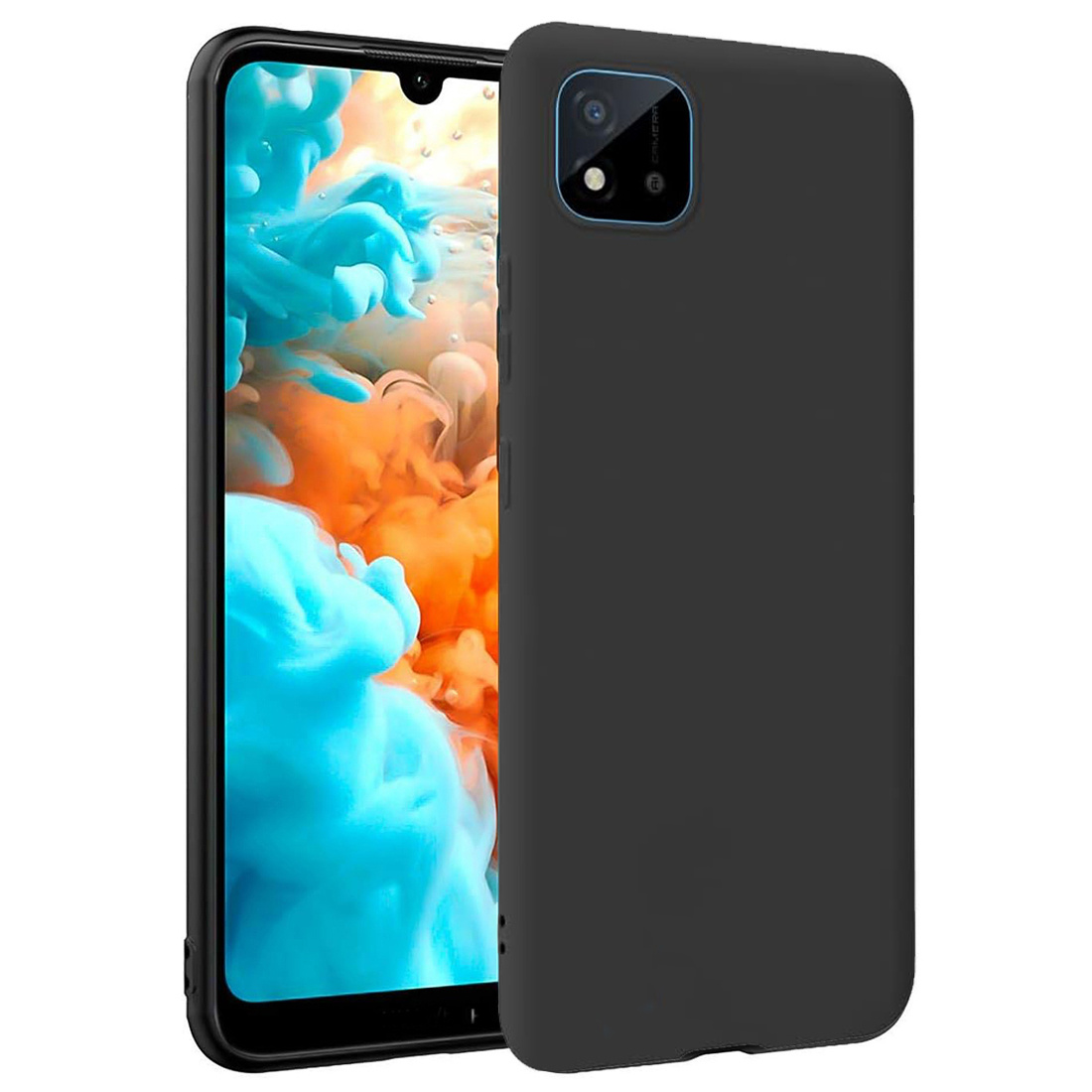 Trnje za telefon: Trnje za Realme C11, črno silikonsko trnje, odporno na praske in udarce, zaščitni pokrov za telefon z odbojnikom