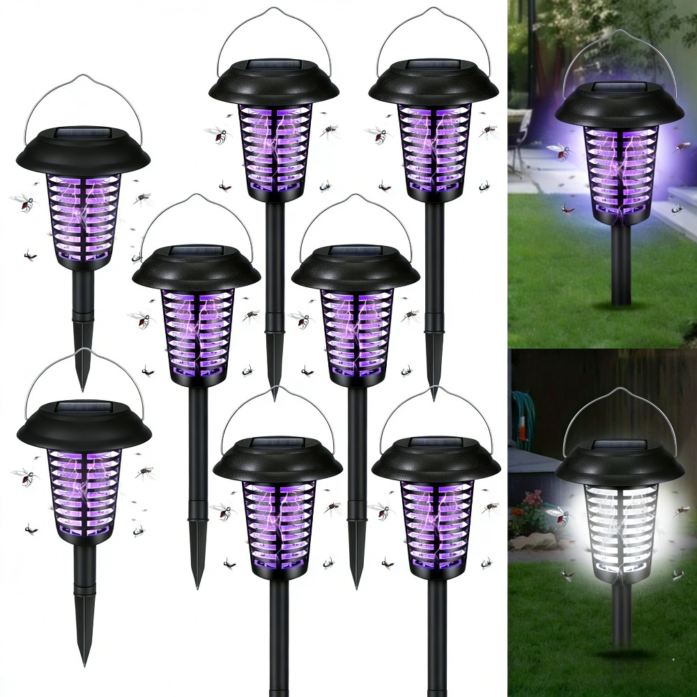 TEMU 8pcs Solar Powered Bug Zapper, Bug Zapper Outdoor, Repellent Outdoor, Effective Fly Killer & Repellent For Garden, Yard & Landscape Lighting,