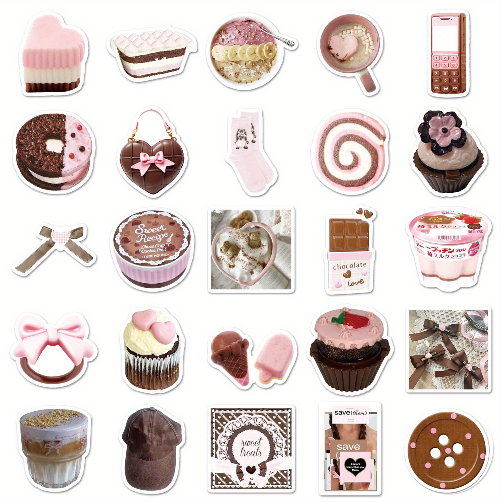 50pcs Pink Brown Retro Creative Graffiti Stickers Suitable Diy Luggage Helmet Desktop Mug Notebook Stickers & More