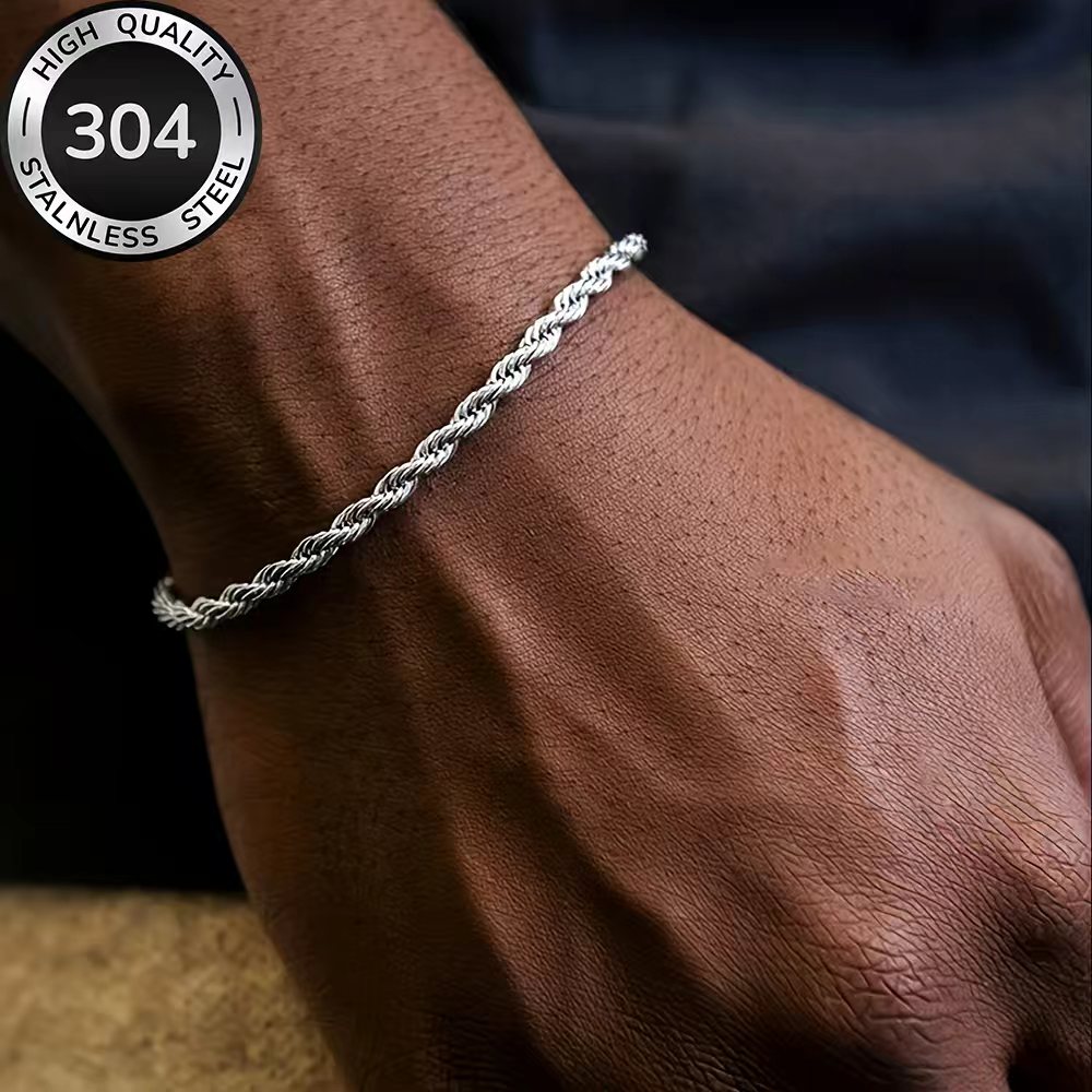 Image of High-quality 304 Stainless Steel Golden Bracelet, Fade-resistant, Simple And Elegant, A Stylish Men's Bracelet Suitable For Daily Wear Or Parties, A Jewelry Accessory, A Gift For Men