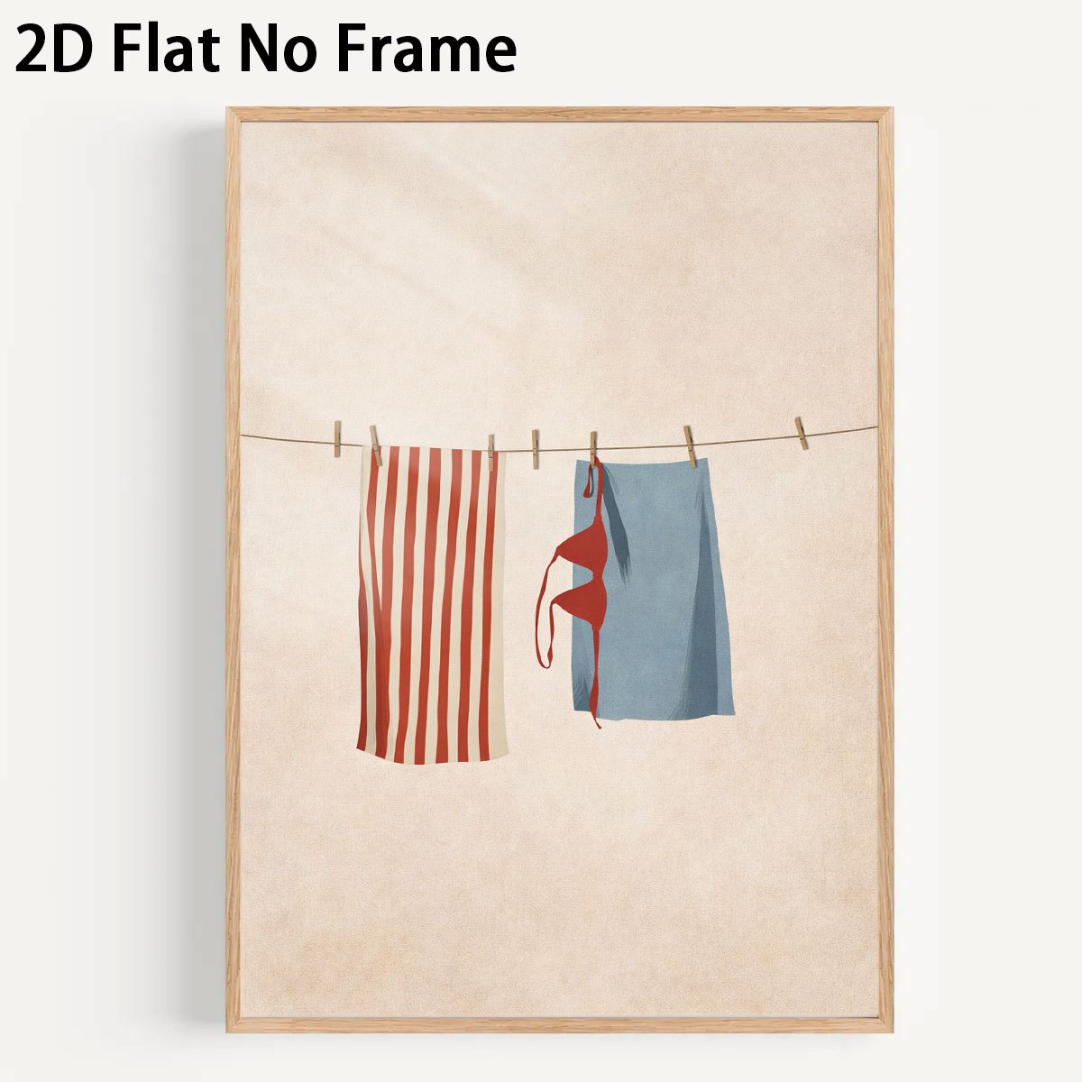 TEMU 2D , 2D , 1 pieza de 2D Toalla de Playa y Pósters de Bikini Estilo Minimalista Decoración de Pared Sin de Pared en Decoración del Hogar