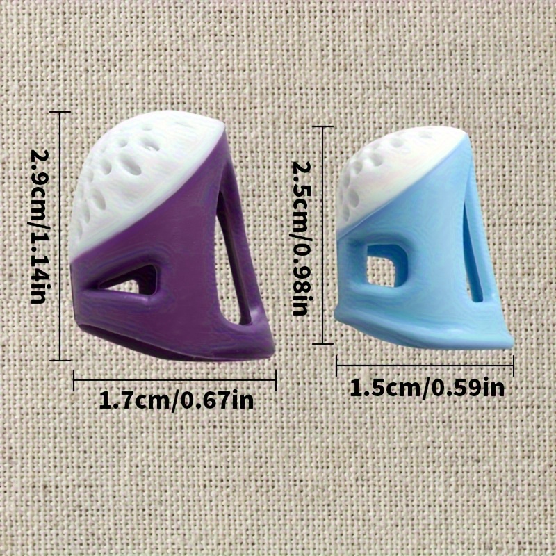 2pcs/1set Sewing Thimble Finger Protectors Embroidery Tool Anti-slip Stitch Needle Covers Silicone Material In Sizes