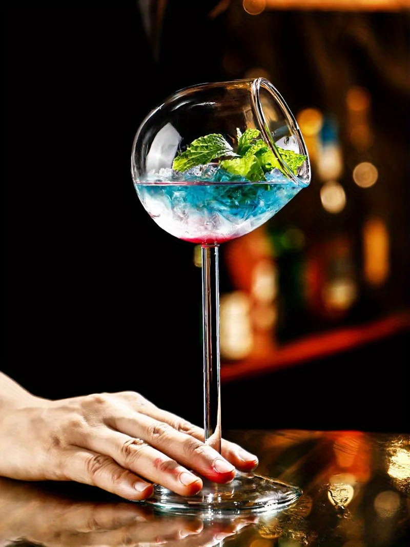 Elegant Slanted Mouth Cocktail Glass - with Narrow Opening, Prevents Dilution - Clear Martini Cup for Wedding, Party, Home Bar - Insulating Reusable Drinking Glassware - Ideal Gift for Mixologists & Hosts