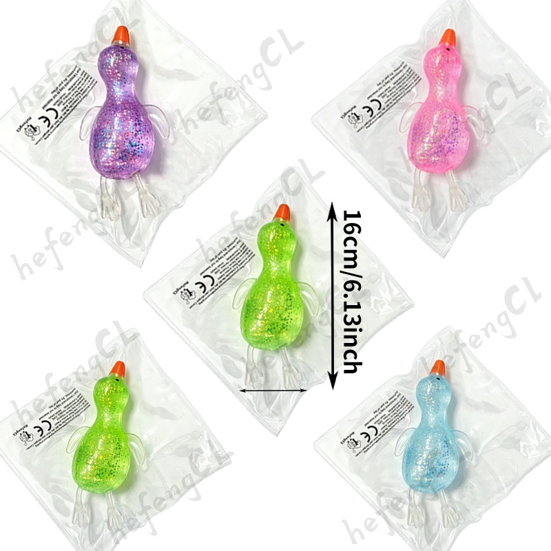 Shiny Colorful Duck Pinch Music Squeeze Toy