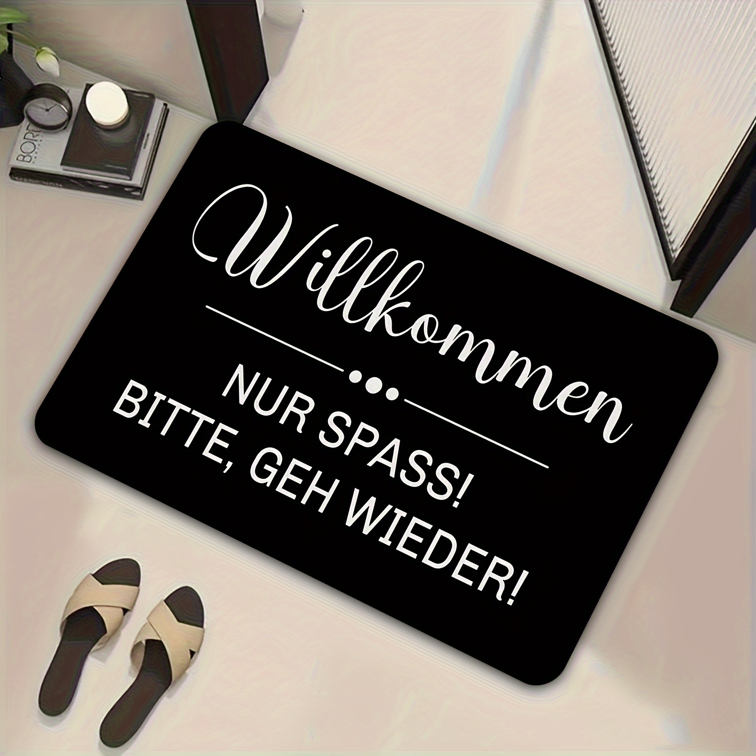 E-shop IMVE Lustiger Deutscher Spruch "NUR ! (Spaß beiseite)" Türmatte - Deutscher Text für den Innenbereich, Handwaschbare Leichte Matte geeignet für