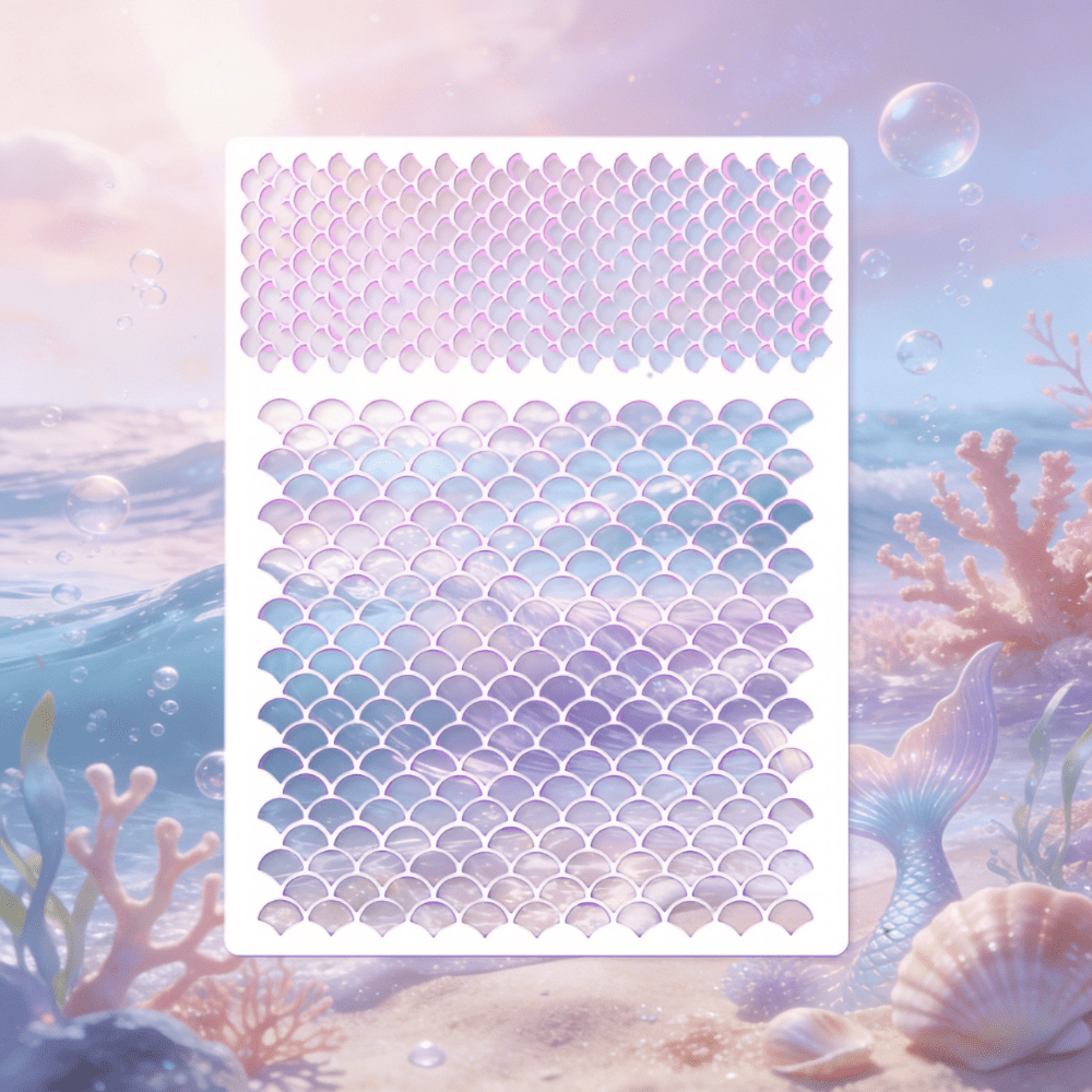 Image of Mermaid Scale Stencil, Reusable Face Painting Stencils Fish Scales Animal Print Templates Kit Diy Art Painting Templates For Makeup Stencils Paintings Crafts Wall Furniture