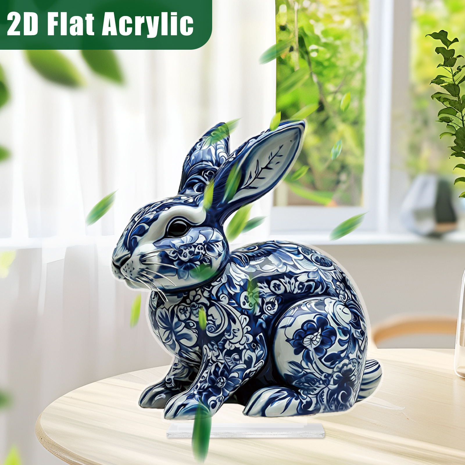 

Ceramic Rabbit Desktop Decoration, 2d Flat Acrylic Printing, Wall And Table Decoration, , Easy To , Space Saving, Suitable For Home, Office, Cafe, Holiday Decoration