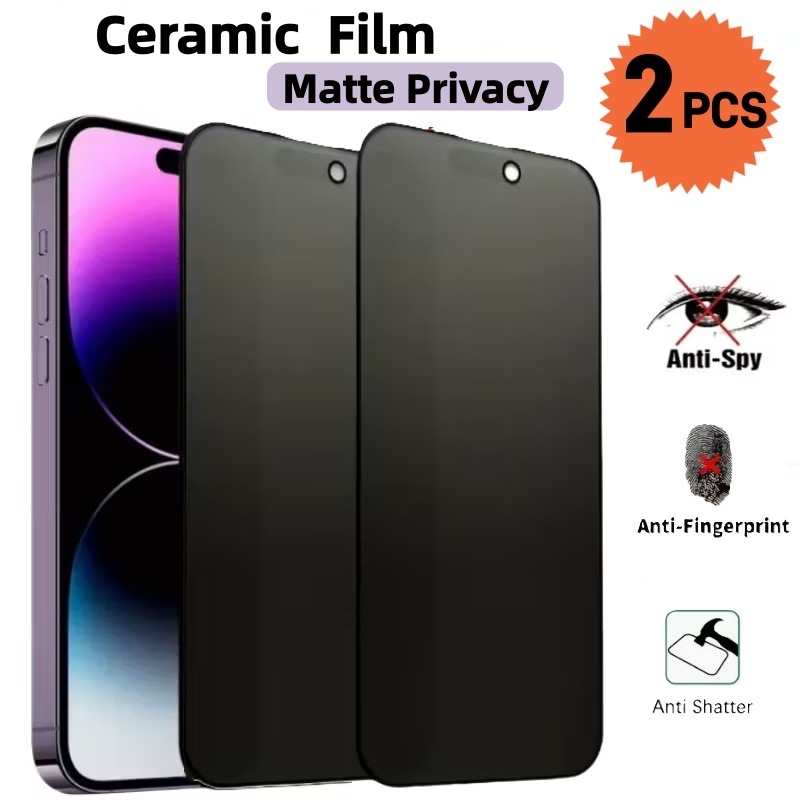 2pack matte ceramic privacy screen protector for iphone   air 17 pro 17 pro   16 pro     14 plus 13 12 11 pro   xr xs max 9d full coverage anti   anti glare mobile phone film