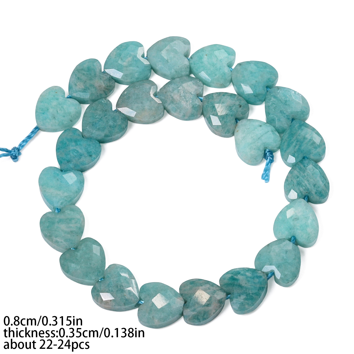 E-shop 8mm Natürliche Amazonit-Steinperlen - Facettierte Herzförmige Echte Edelsteine mit Lockerung & Abstand für DIY Schmuckherstellung, Mineralperlen