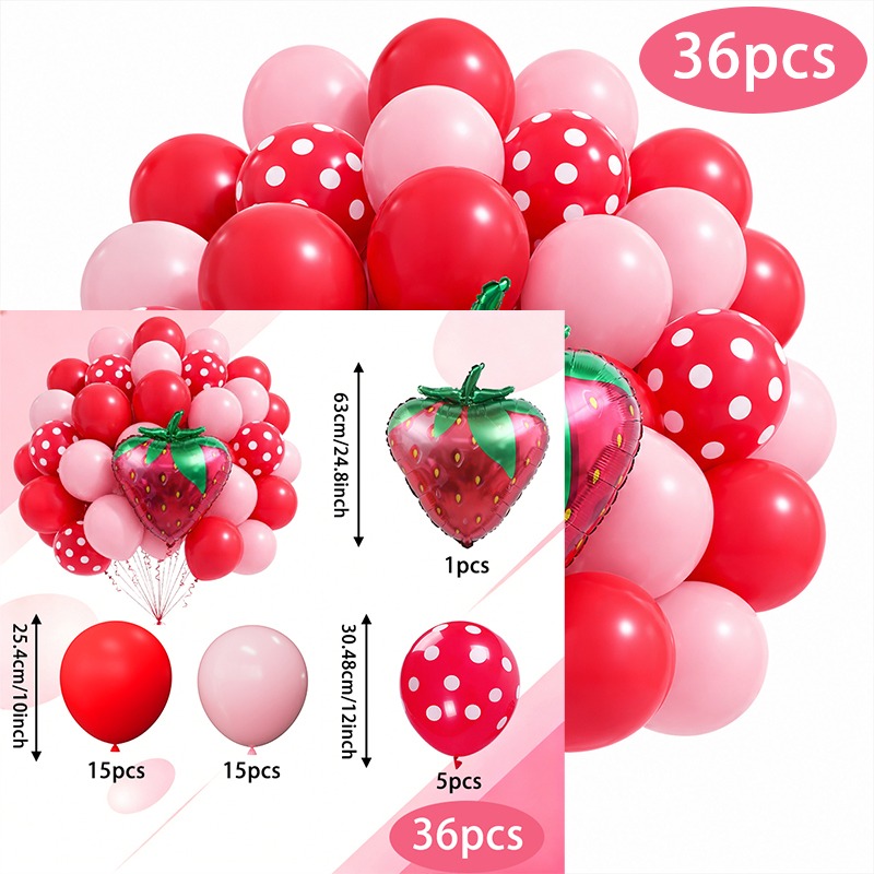 TEMU Ensemble de 36 ballons , comprenant des ballons rouges, roses et à rouges, qu'un ballon en feuille . Parfait pour les anniversaires de filles,