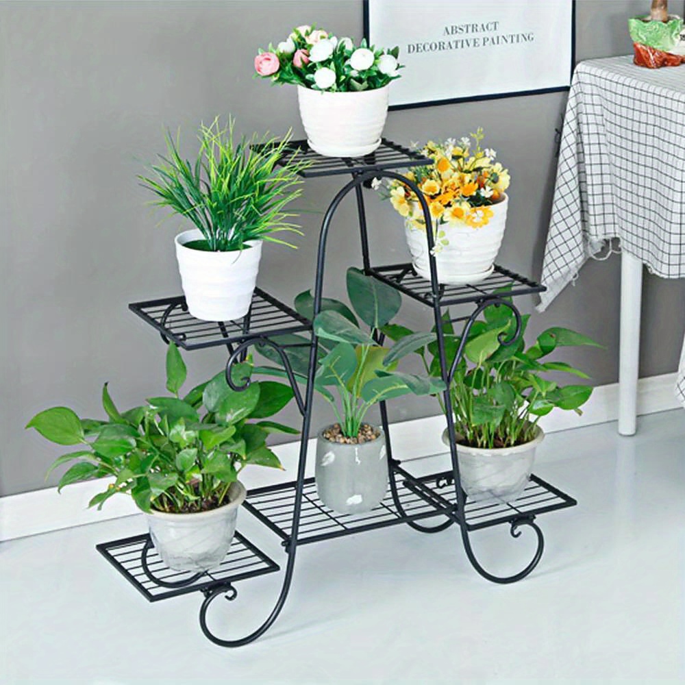 

Metal Plant Stand With 6-tier Plant Ladder Garden Flower Shelf Flower Holder