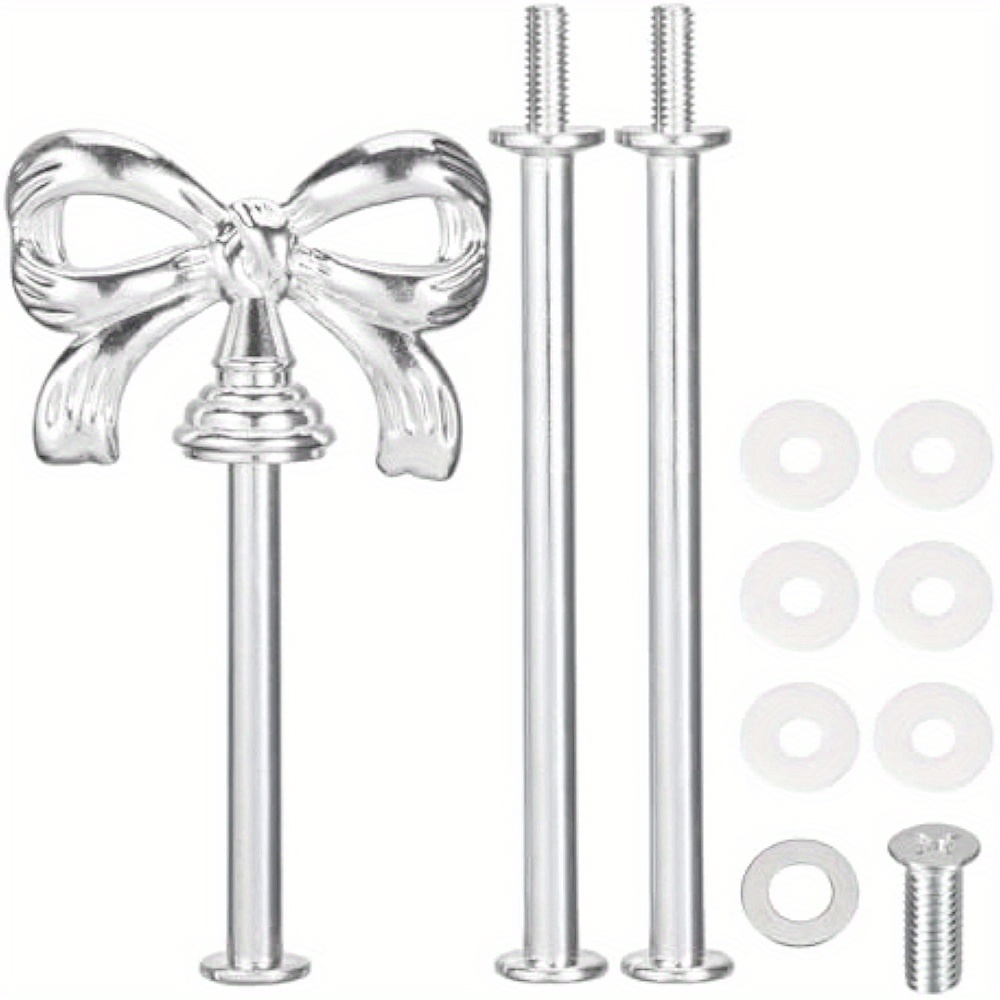 TEMU Elegant Bow-knot Cake Stand Handles - Alloy, Polished Metal, 5.7" & 14cm, Dessert Plates & Fruit Trays, Ideal For Wedding Decor, Parties, And