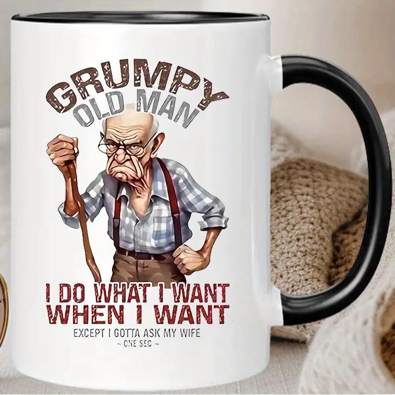 

Hot Old Man Ceramic Coffee Mug - Insulated Reusable Novelty Cup With Humorous Quote, Hand Wash Only, Multipurpose Gift For Men