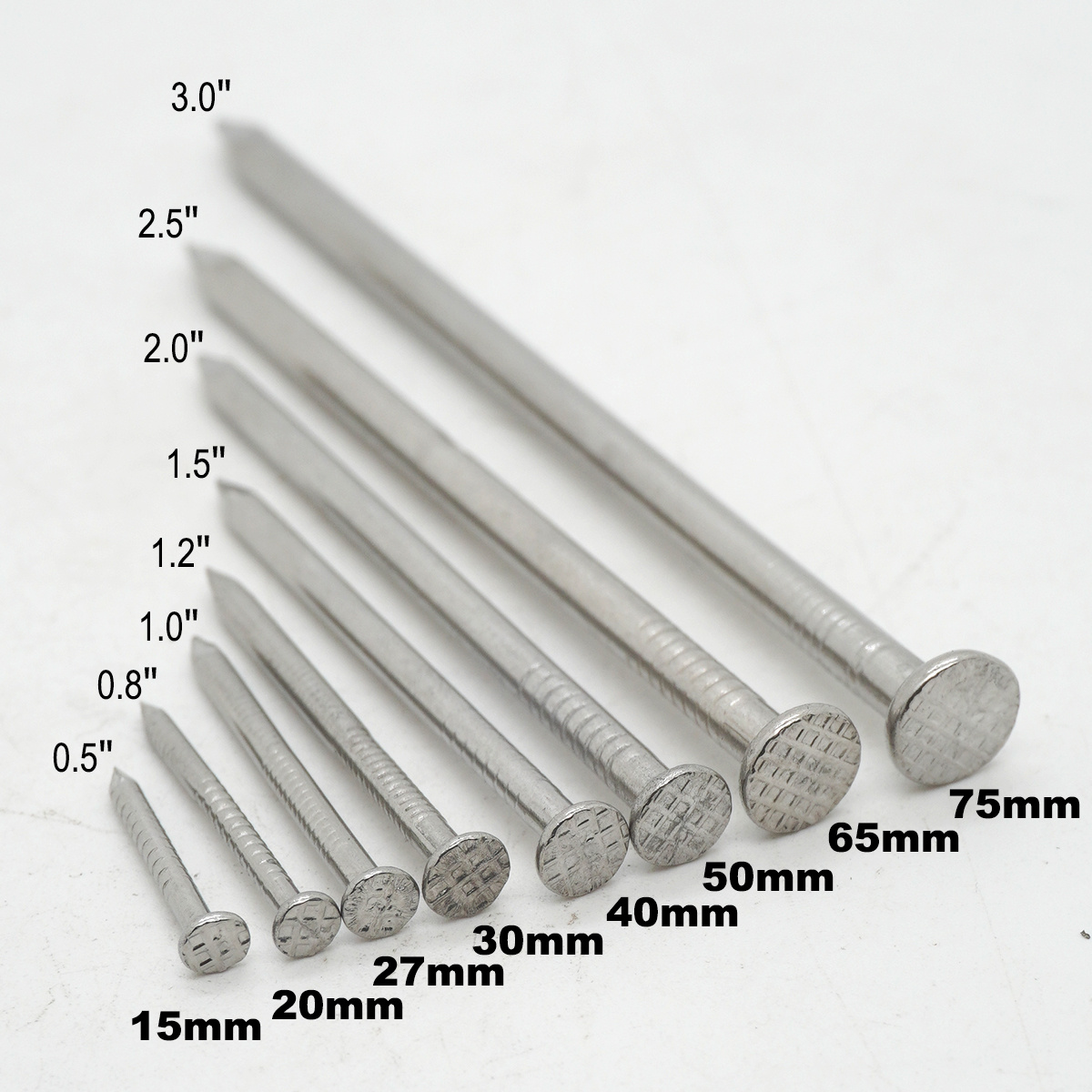 TEMU 150pcs 304 Stainless | Anti-rust Round Wire Nails | Heavy Duty For Carpentry Flooring | Construction And Furniture Fixing | 15/20/27mm
