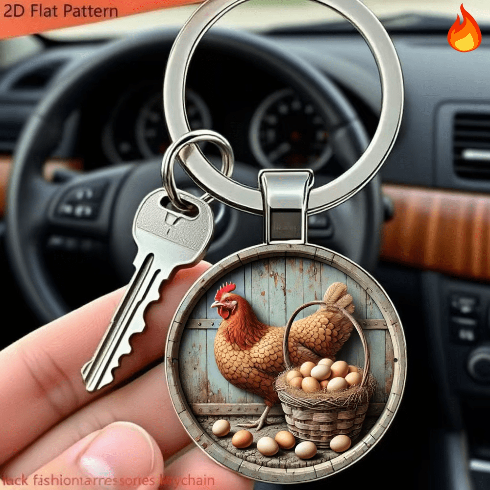 TEMU Lifestyle Adjustment! Laying Eggs Scene, Super 2d Pattern Alloy Keychain, Car Parts Keychain, Halloween And Christmas A Cost-effective Gift For