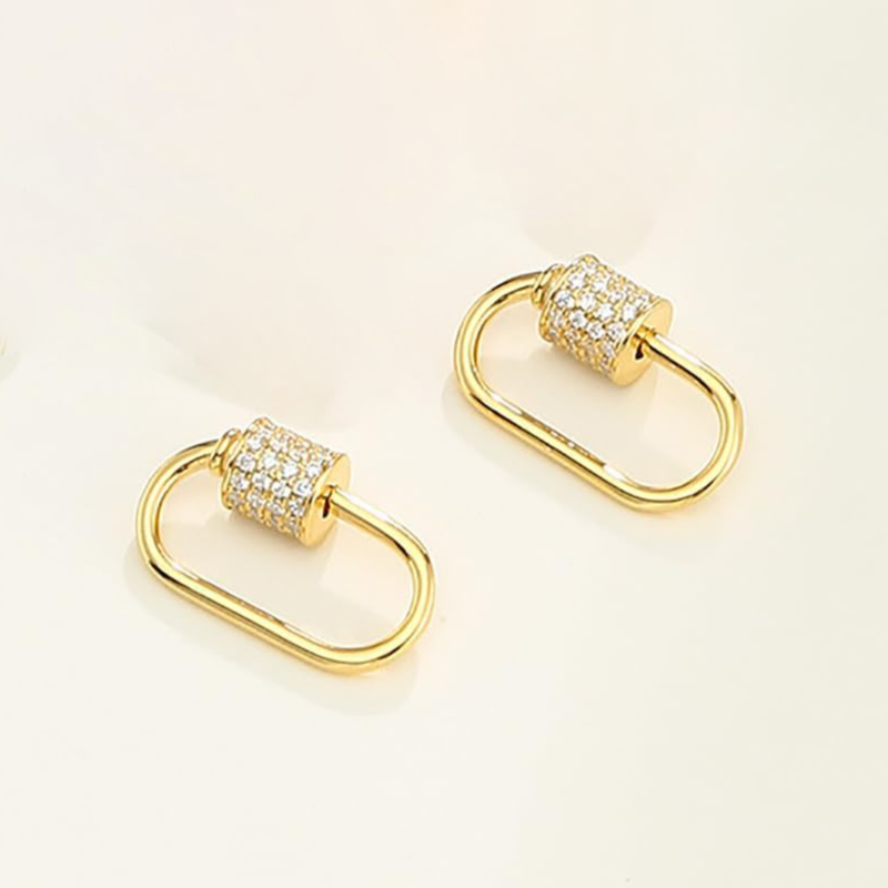 TEMU 2/4pcs Screw Lock Clasp Oval Lock Clasps Rhinestone Necklace Clasps Charm Carabiners Clip Jewelry For Keychain Bracelet Jewelry Making