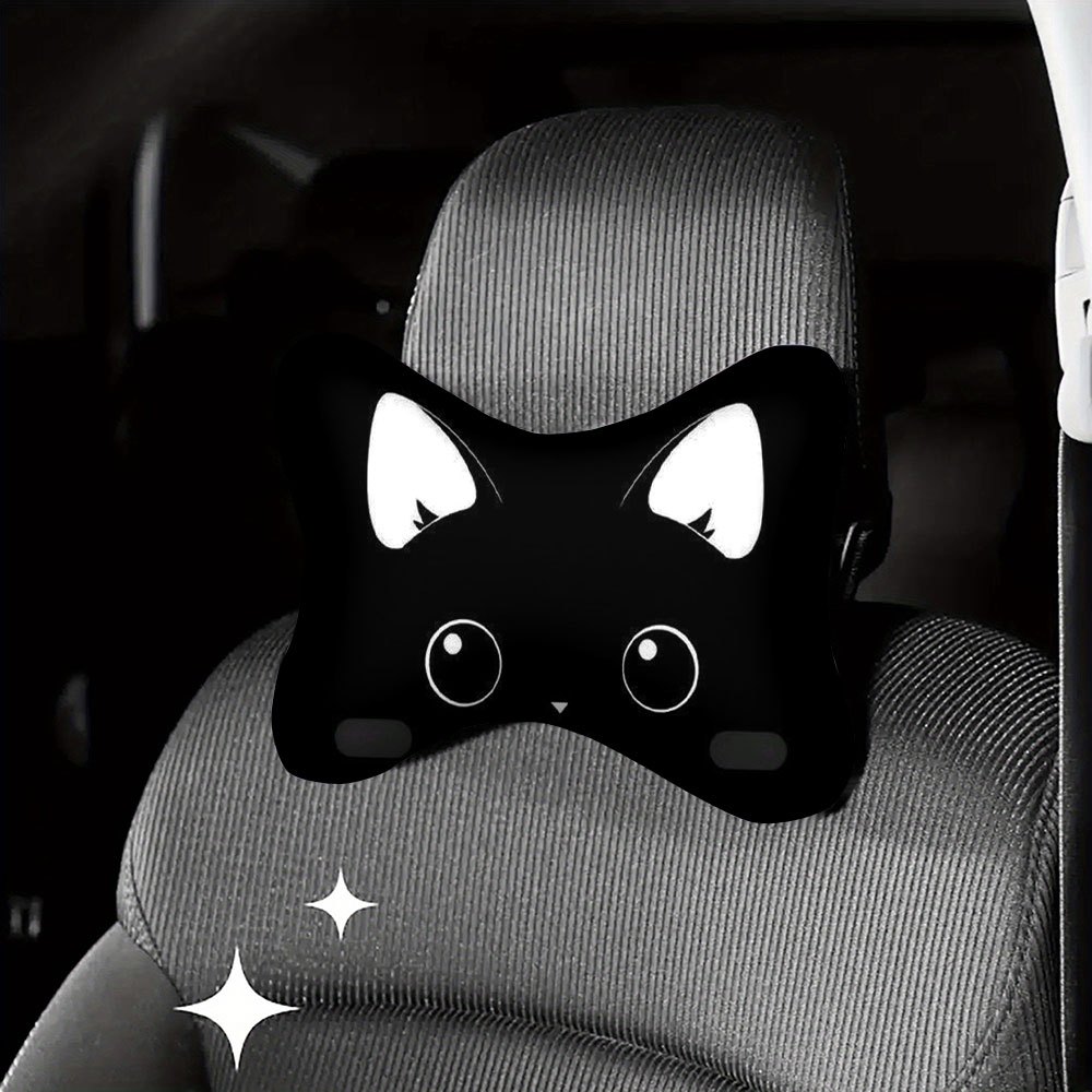 TEMU 1 pièce Coussin d'-tête de voiture avec imprimé de dessin animé , oreiller cervical et coussin de soutien lombaire, doux et duveteux, la nuque,
