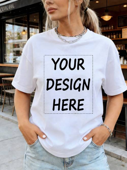 customizable round neck spring summer t shirt for women with your photo or logo print personalized photos breathable comfortable and meaningful clothing a fashionable short sleeve item for ladies