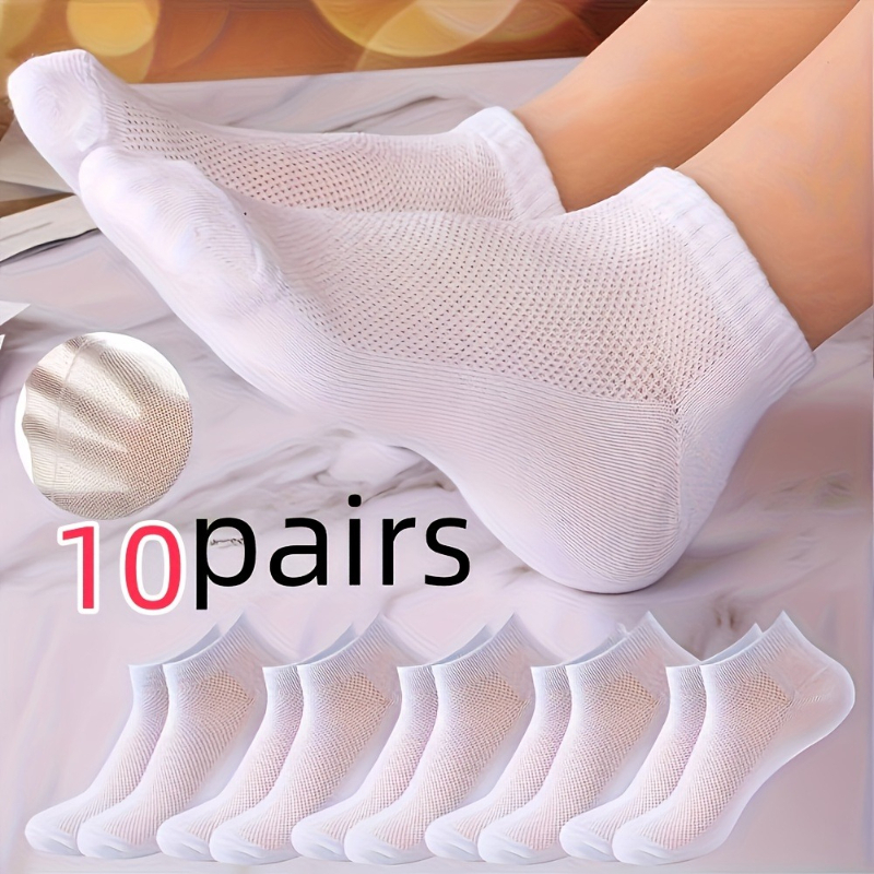 E-shop 10 Paar dünne Sommer-Unsichtbarkeits-Socken aus Netzstoff – atmungsaktive, rutschfeste Knöchelsocken, geeignet für Sneaker Freizeitkleidung,