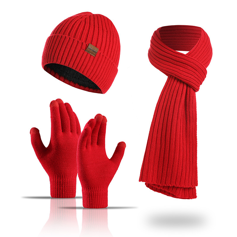 TEMU Women's 3-in-1 Winter Set: Hat, Long Scarf& Touchscreen Gloves- Soft Warm Neck Warmer, For Smartphones/camera Use, Elegant Solid