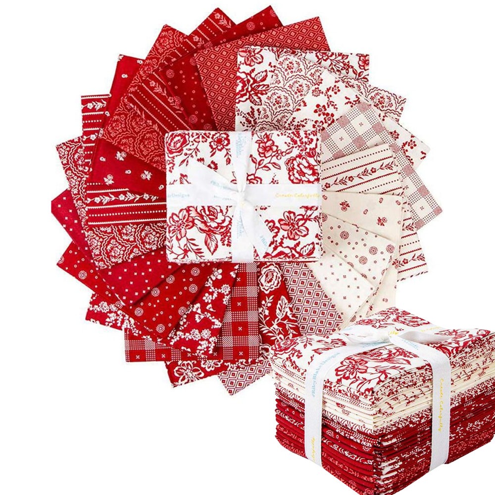 TEMU 40pcs (6.5 X 50cm) Red Floral Pattern Printed Fabric Strips, Mixed Color Quilted Patches, Suitable For Crafts Home Party Decoration