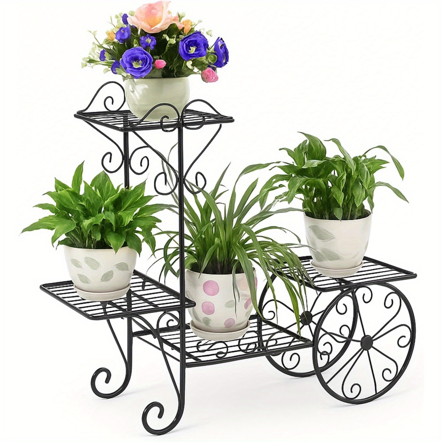 TEMU 3 Tier Metal Plant Stand Indoor Outdoor, Decorative Flower Pot Display Rack Floor Standing Iron Planter Shelf For Garden, Balcony, Patio, Home,