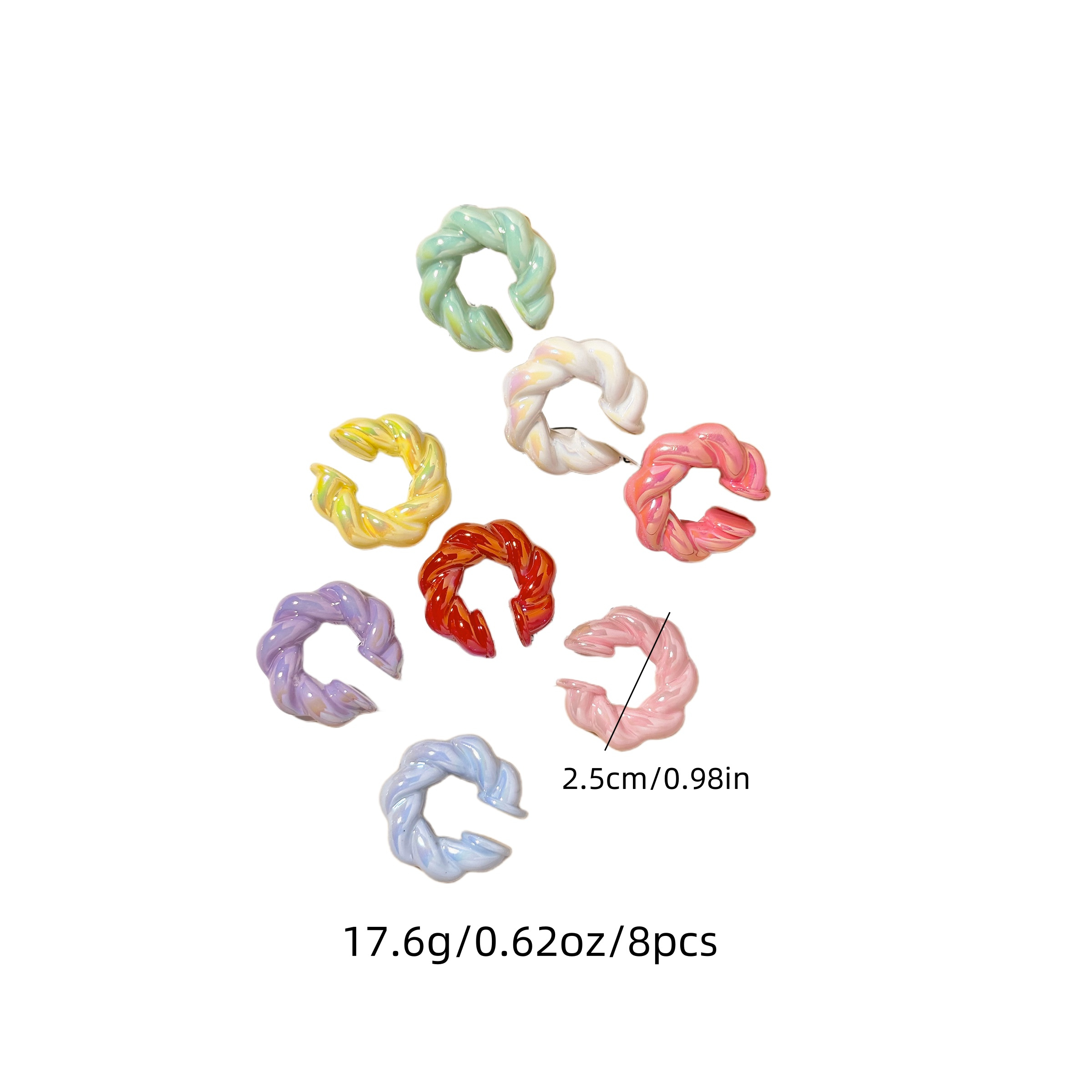 8pcs Women's Dopamine Flower C-Shaped No Piercing Earring Set
