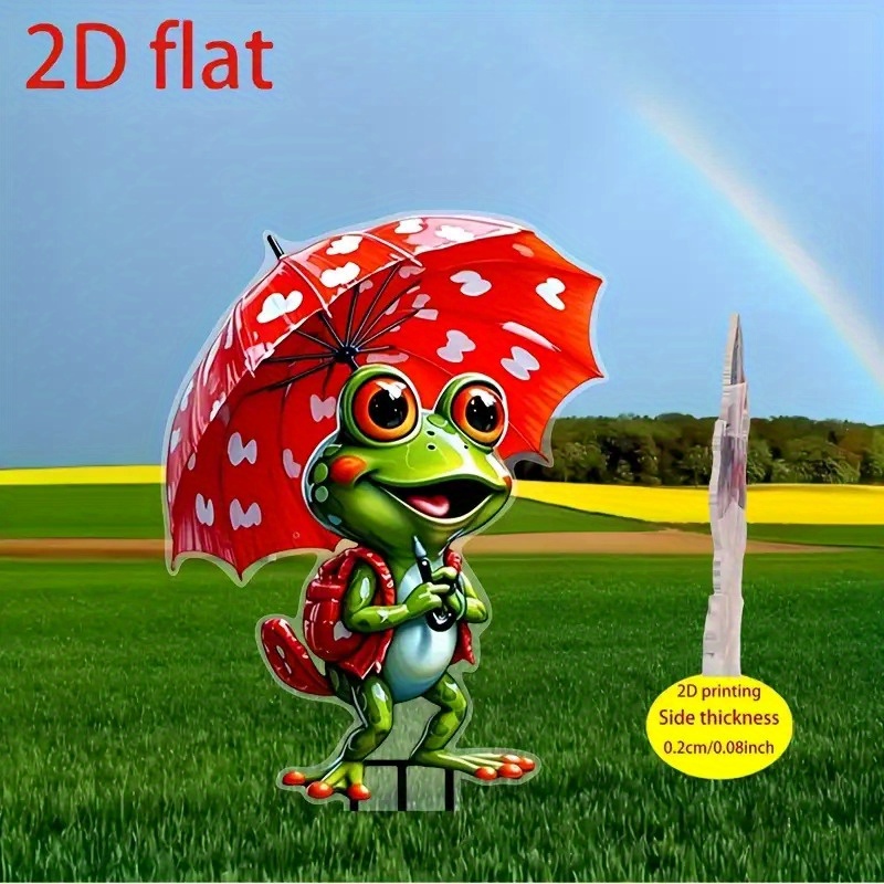 E-shop 2D-Flach, [2D-Flach] 2D-Flachdruck Süßer mit roter Mütze, geeignet für Gartendekoration Erdspieß, für Gärten, Innenhöfe, Rasenflächen