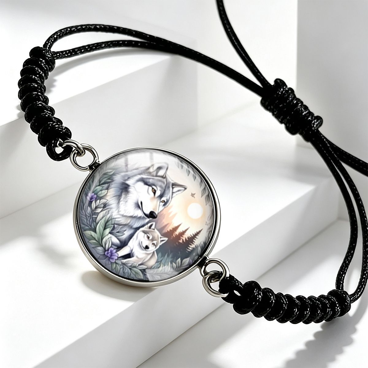 Natural Forest Sunlight Wolf Adjustable Bracelet, Unisex Gift
